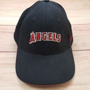 Vintage Nike Anaheim Angels MLB Baseball Hat‎ Black Swoosh Cap Fitted Large XL